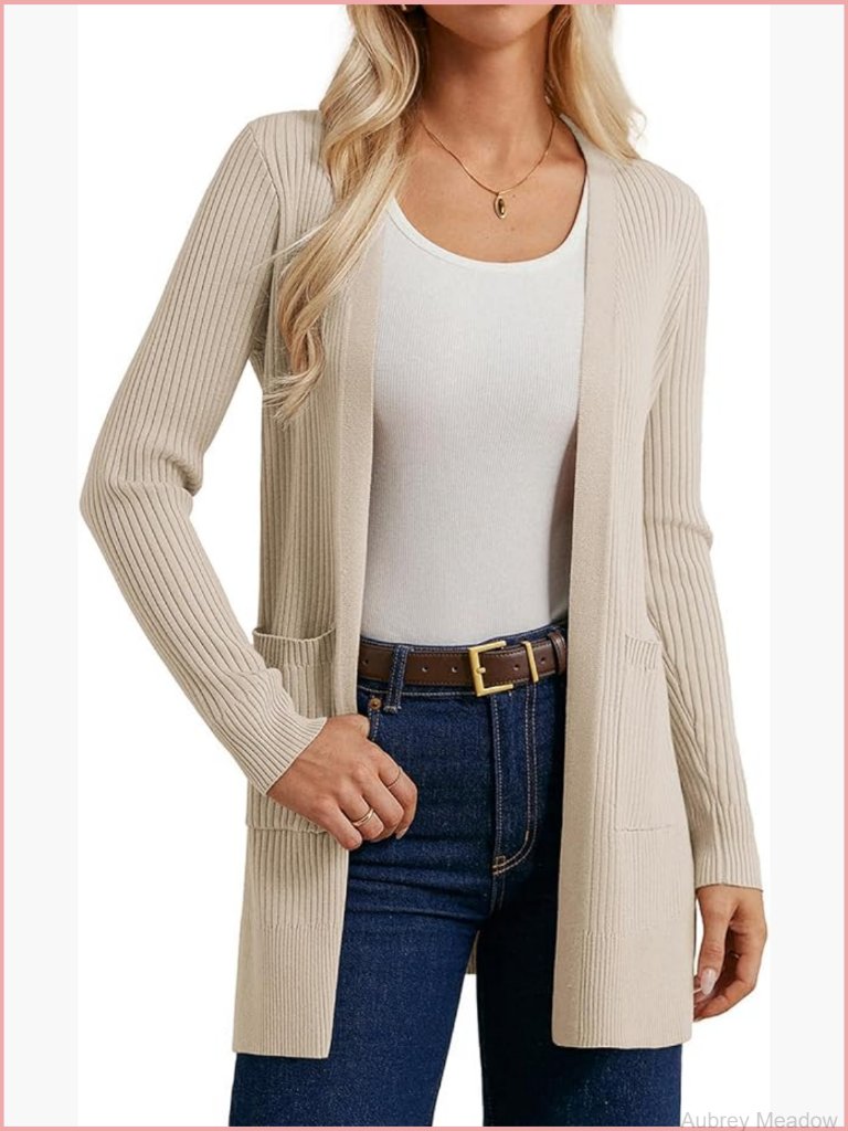 Long Sleeve Cardigan Open Front Lightweight Dressy Jacket